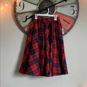 Red and blue plaid skirt